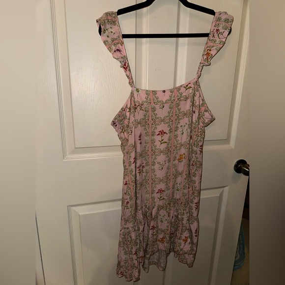 Agua Bendita for target women’s pink Floral Mini Dress w pockets XXL summer - Picture 7 of 11